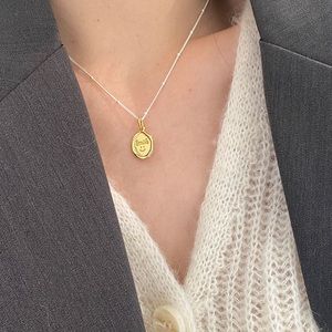 New gold smiley face necklace cute korean style